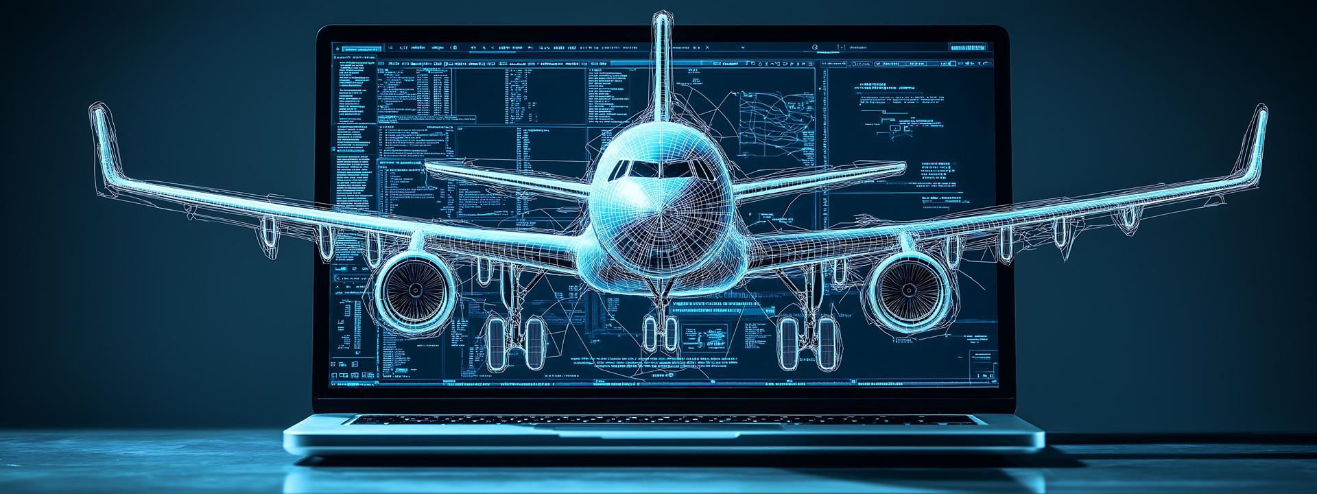 3D-Flugzeugprojektion aus Laptop | Architektur Rendering