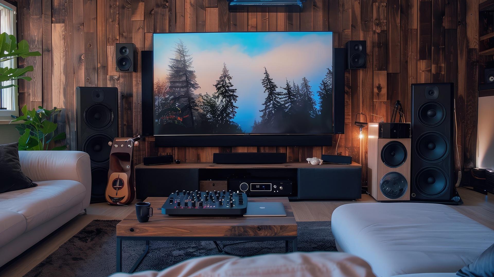 Heimkino mit Holzverkleidung | Akustikpaneele Holz